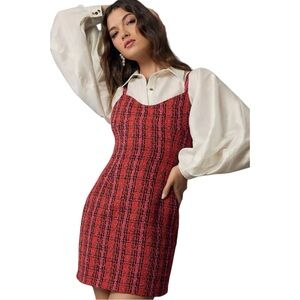 NWT‎ Anthropologie Endless Rose Boucle Wool Blend Tweed Bustier Mini Dress S
